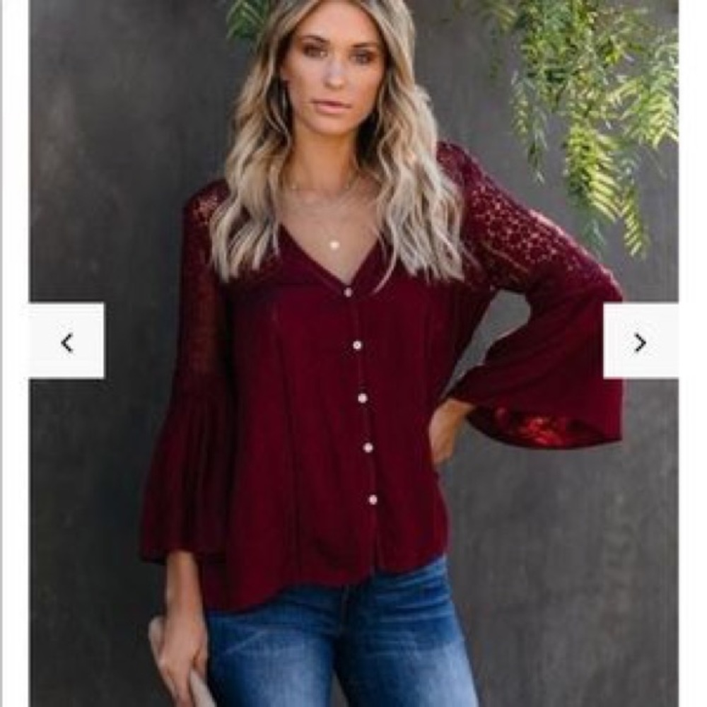 Du Jour Crochet Blouse - Merlot